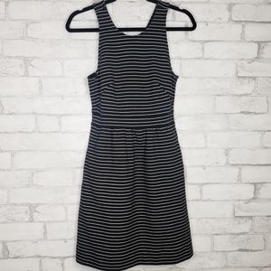 Madewell Pierside Zip Up Black Stripped Dress